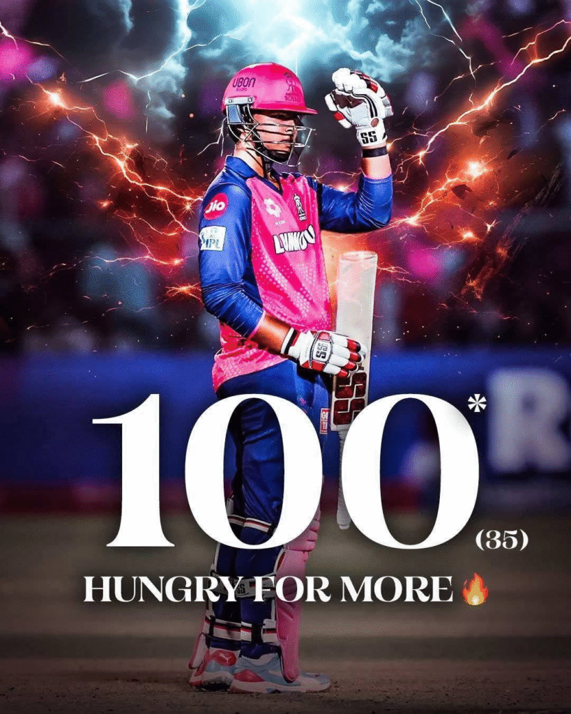 Vaibhav Suryavanshi, IPL 2025’s youngest player, celebrates his century for the Rajasthan Royals.